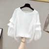 Bubble Elbow sleeve Chiffon shirt 2022 summer new pattern Blouse Korean Edition Women's wear temperament Versatile Easy jacket