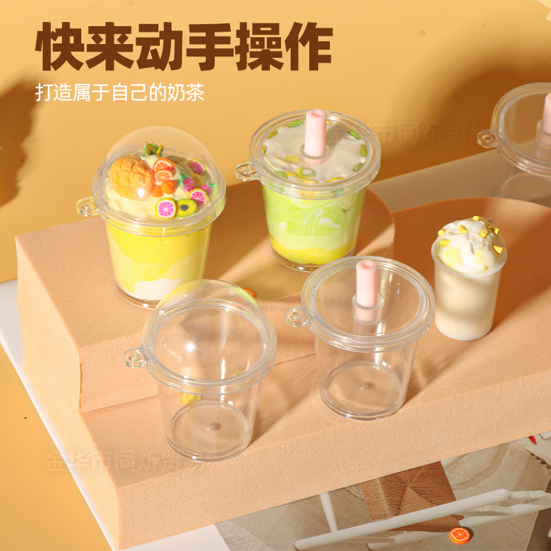 Taza de té de leche de simulación transfronteriza taza de mousse taza de paja de madera taza de comida miniaturizada diy crema pegamento taza de helado taza de cola