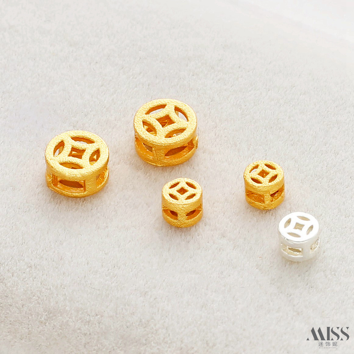 Old Gold Sandblasted Gold Stereo Cut Out Copper Coin Spacer Beads DIY Bracelet Necklace Hand Beads Loose Beads Jewelry Accessories