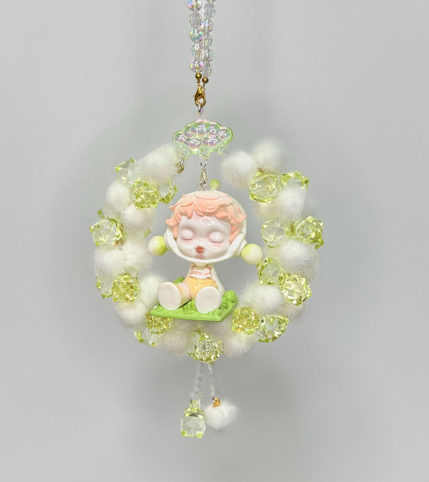 그린 워터 큐브 화이트 퍼 볼 베이비