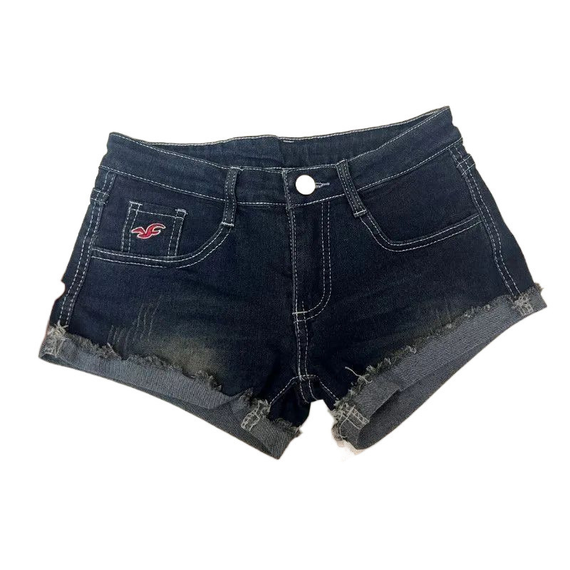 レトロなデザインのカールジーンズ女性のための夏のホットガールセクシーなローウエスト超ショートパンツタイトなヒップカバーホットパンツ