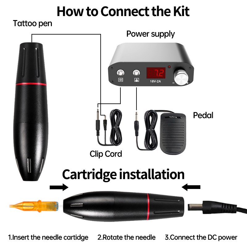 Conjunto completo de herramientas y equipos de tatuaje de bordado de tatuaje de belleza fábrica al por mayor Traje de tatuaje transfronterizo motor todo en uno máquina estudiantes
