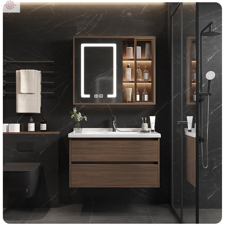 Peach-wood ceramic integrated basin, washbasin, bathroom, washstand, washbasin cabinet combination, smart bathroom cabinet set undefined