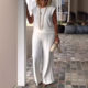 Spring and Summer 2025 New European and American Cross-border Independent Station Explosions Women's Solid Color Round Neck Sleeveless Top and Pants suit