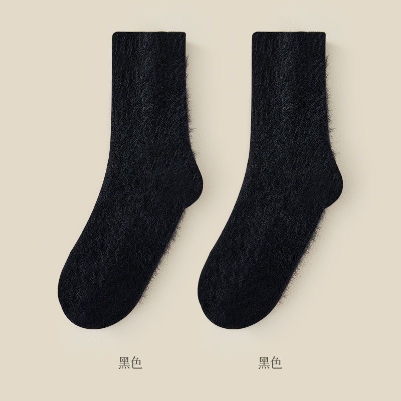 厂家直销水貂绒袜子女秋冬加绒加厚保暖日系可爱居家地板袜睡眠袜|undefined