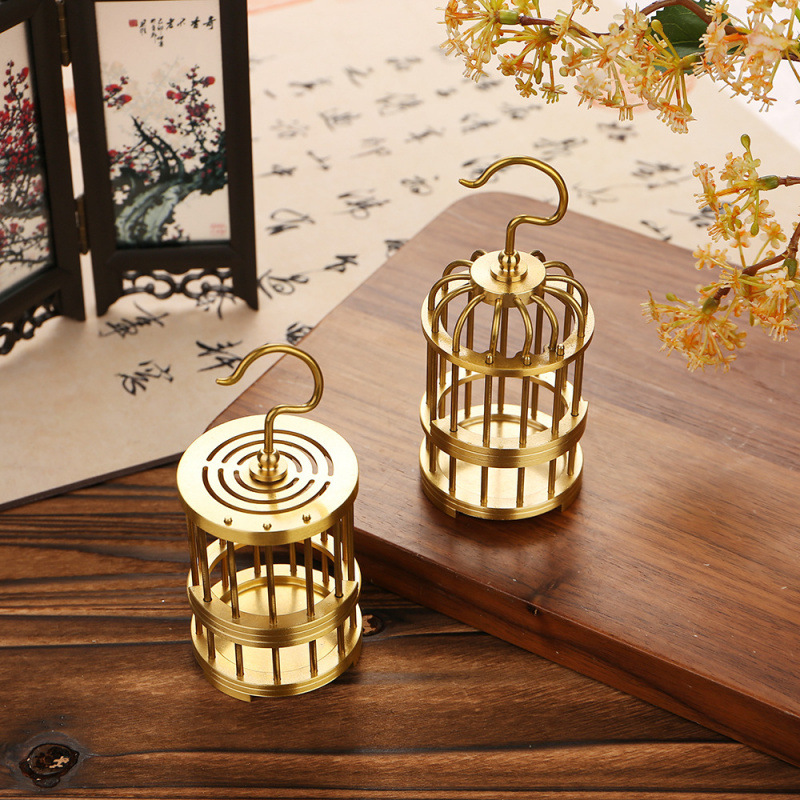 黄铜蝈蝈笼子批发黄铜小型笼子蟋蟀鸣虫笼子铜摆件工