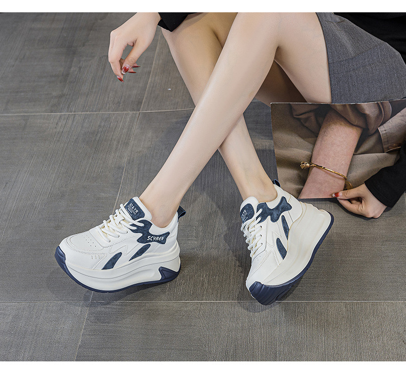Giày sneaker nữ đế dày tăng chiều cao phong cách A-Gan mới thu đông 2025 — M2918 màu xám, M2918 màu vàng, M2918 màu xanh chi tiết 17