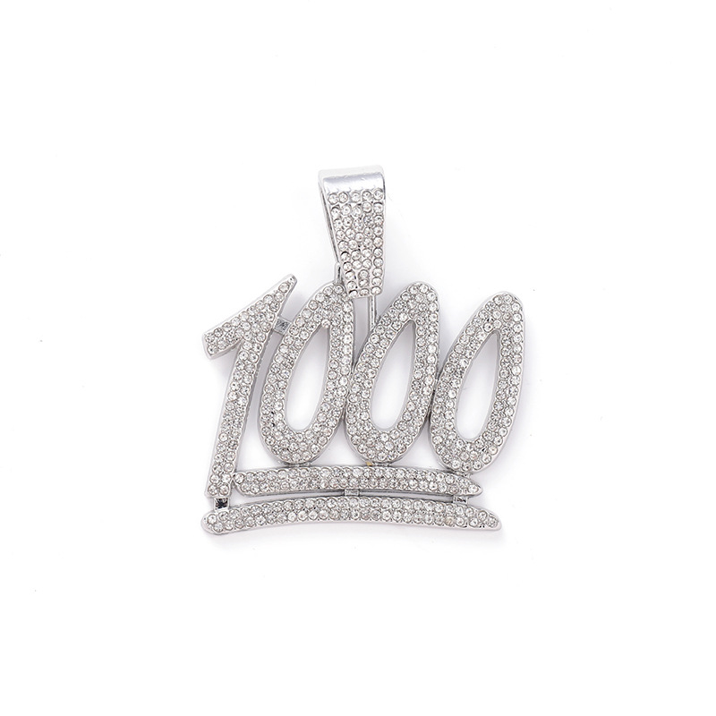Hot selling full diamond 1000 point Cuban necklace Men's trendy cool street dance decorative pendant_voghion.com