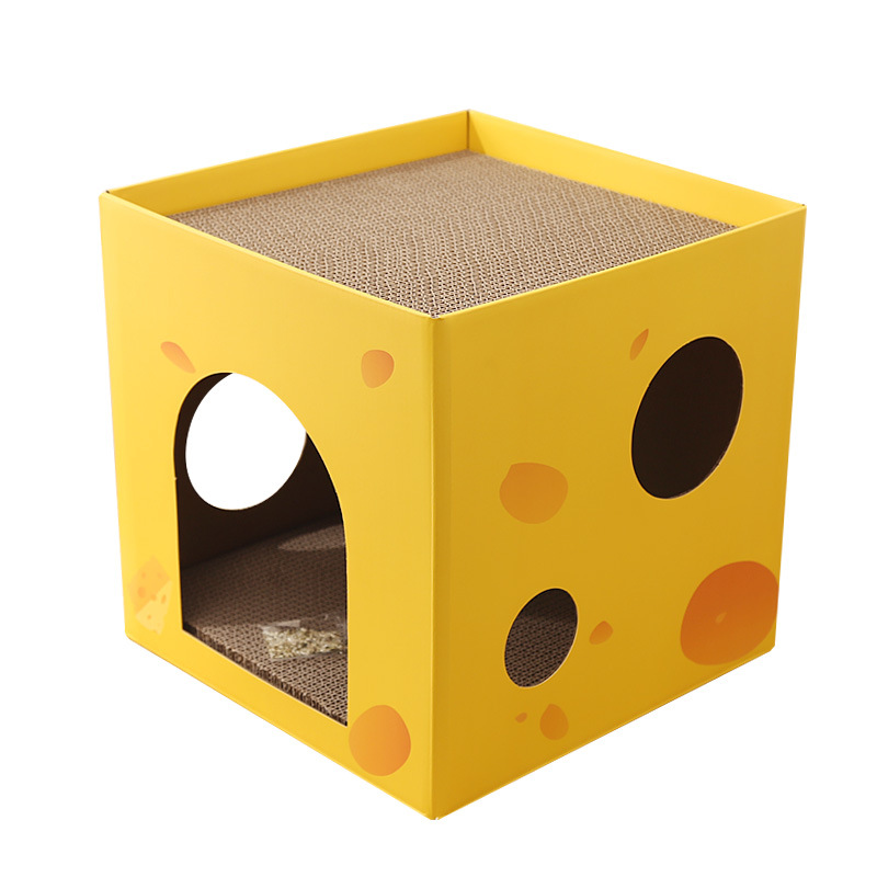 Suministros para mascotas Amazon nuevo cuadrado gato tablero del rasguño gato nido resistente a los arañazos garra de papel corrugado gato tablero del rasguño nido al por mayor
