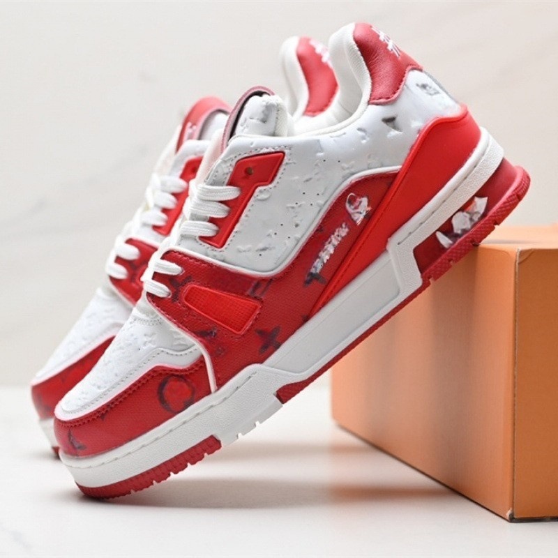 Vintage Pattern Lace-up Trainers Thick Sole White Running Shoes_voghion.com