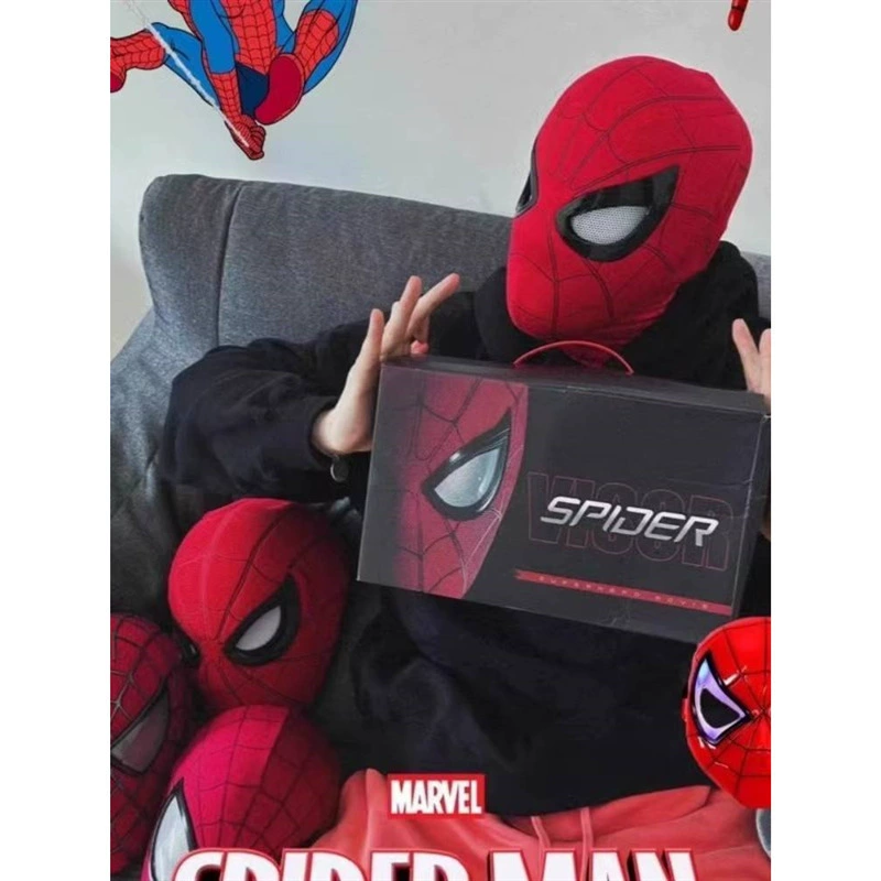 Человек-паук капюшон движущийся глаз шляпа маска для лица ребенок мигает игрушка электрический шлем для мальчиков