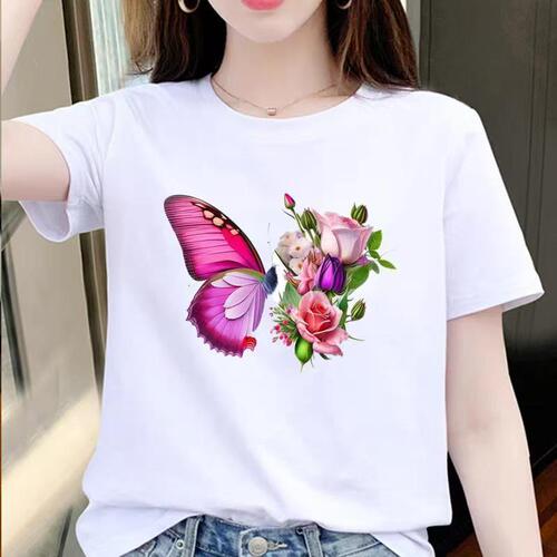 2025 Women's Korean Spring Summer Casual Loose Plus Size Student Slimming Comfy Round Neck Short Sleeve T-Shirt