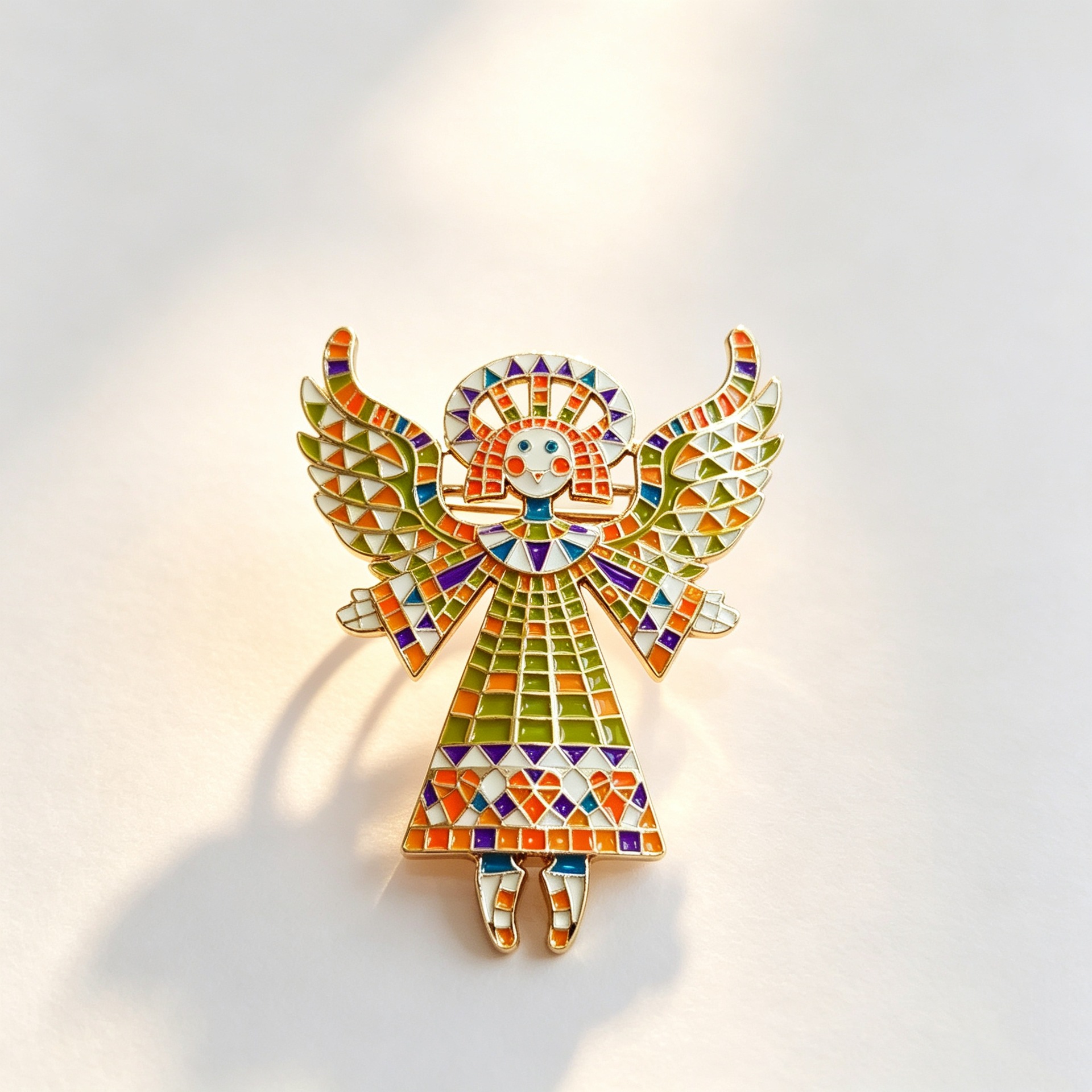 Mosaic Painted Angel Brooch Vintage Enamel Oil Drop Pin Suit Accessory Brooch Jewelry Manufacturer Wholesale