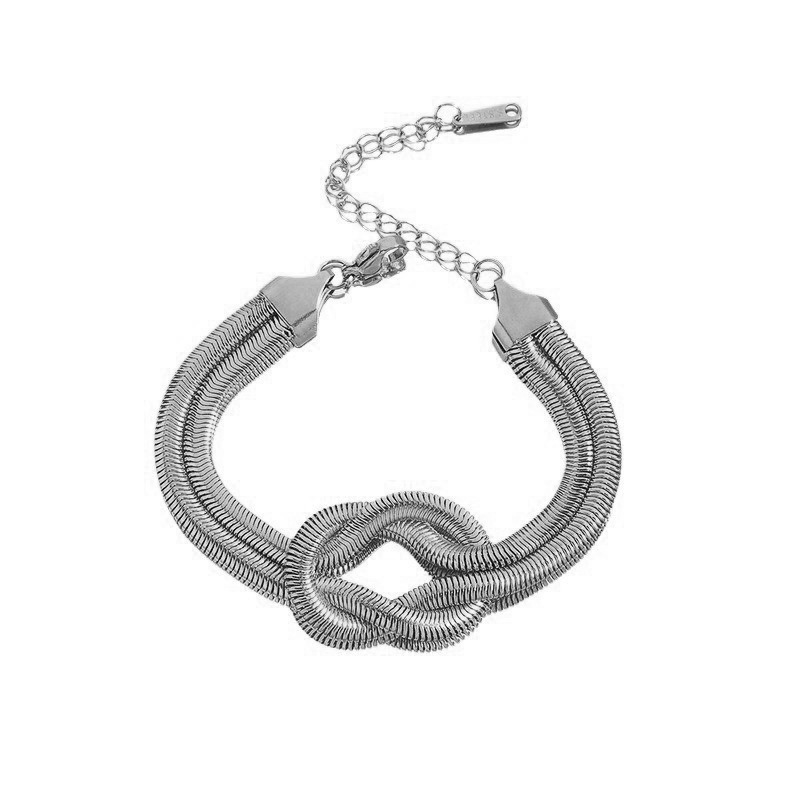 Pulsera de Acero de Titanio de Dongguan, Estilo Europeo y Americano, Diseño de Doble Cadena con Cuchillas, Exagerada, Hip-Hop, para Otoño e Invierno, No se Destiñe, para Mujer