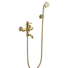 輕奢歐式復古金色電鍍玫瑰金雙功能浴缸花灑套裝 衛浴簡易水龍頭