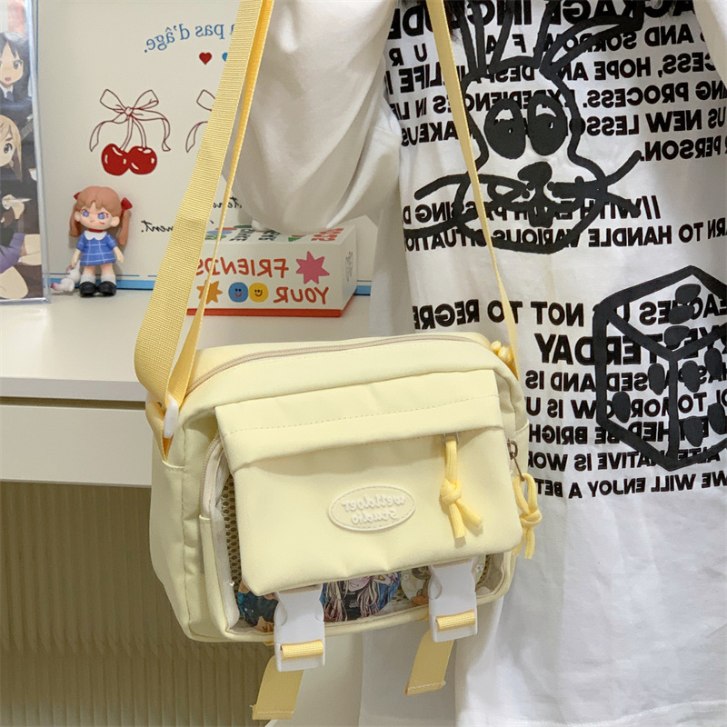 日本インズコントラストカラーかわいい小さな新鮮な痛みバッグ女子学生多用途軽量透明クロスボディバッグショルダーバッグ|undefined