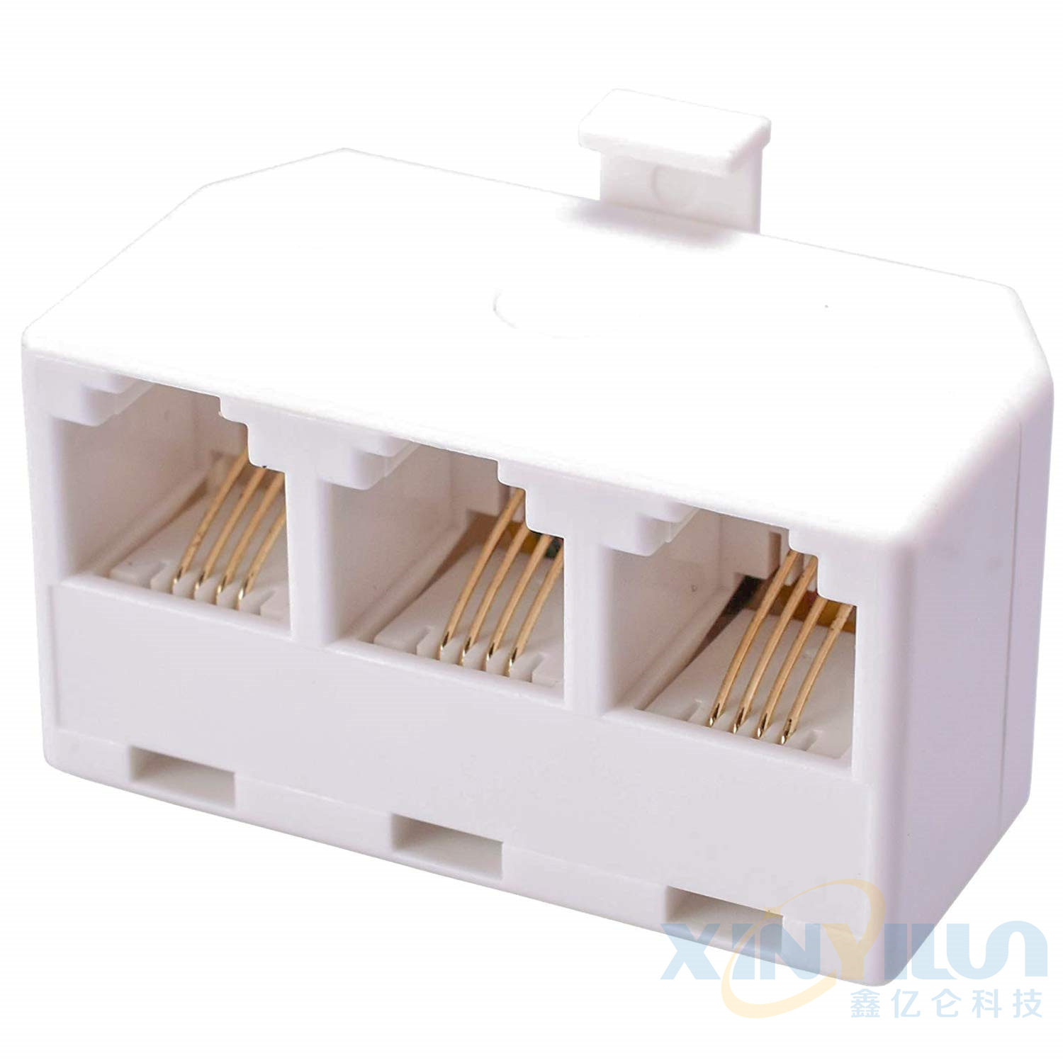RJ11电话一分三  6P4C 电话配件插座 牛角电话机转接头 RJ14白色