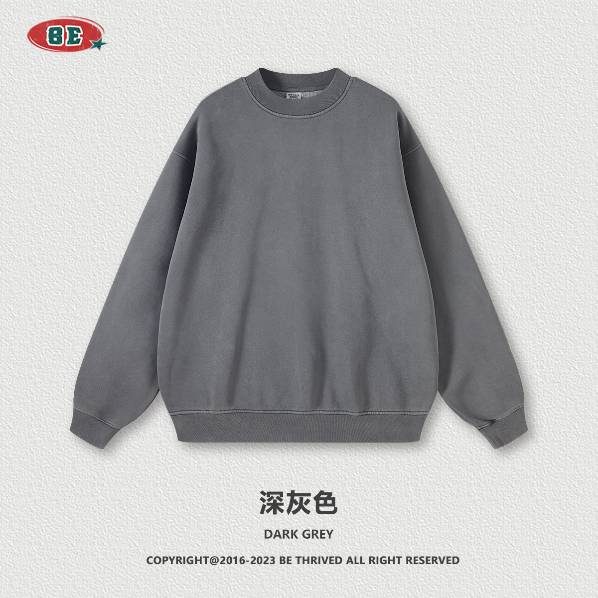 BE ropa de hombre | Sudadera de terciopelo lavado de otoño e invierno 2025 con cuello medio para hombre, sudadera de marca coreana de moda para mujer.