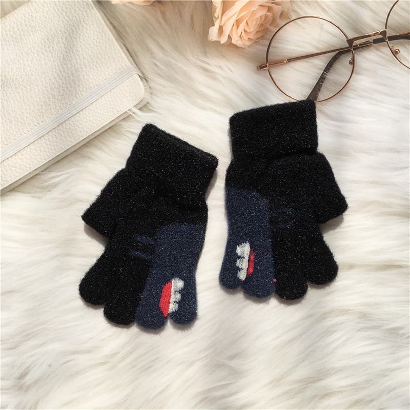 Children's Korean Edition Dinosaur Jacquard Crystal Velvet Knitted Autumn Winter Warm Boys and Girls' Writing Gel Two_voghion.com