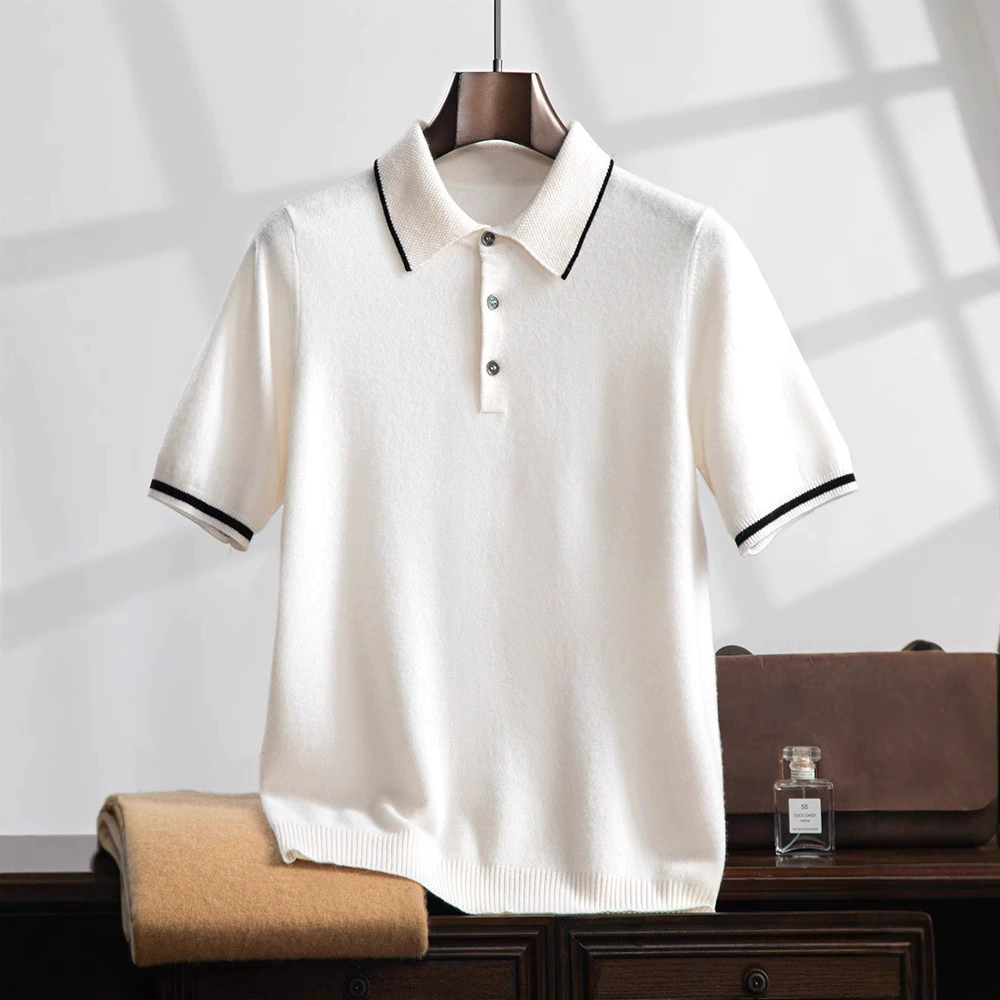Весна и осень новая мода повседневная дикая мужская рубашка POLO с отворотом и коротким рукавом футболка вязаная одежда для бизнеса и отдыха