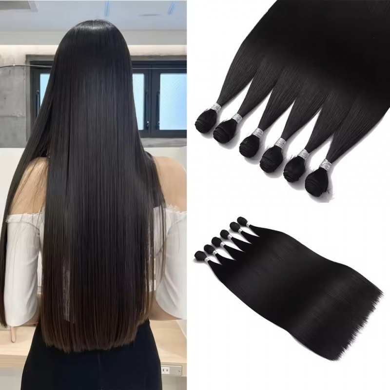 Synthetic Brown Straight Hair Extensions, Long Straight Blonde Hair for Women, Heat-Resistant Fashionable Wigs