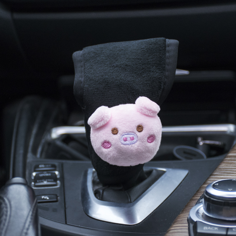 18 # 기어 커버 - 핑크 피기 - 피부 친화적인 플러시 천 - 블랙