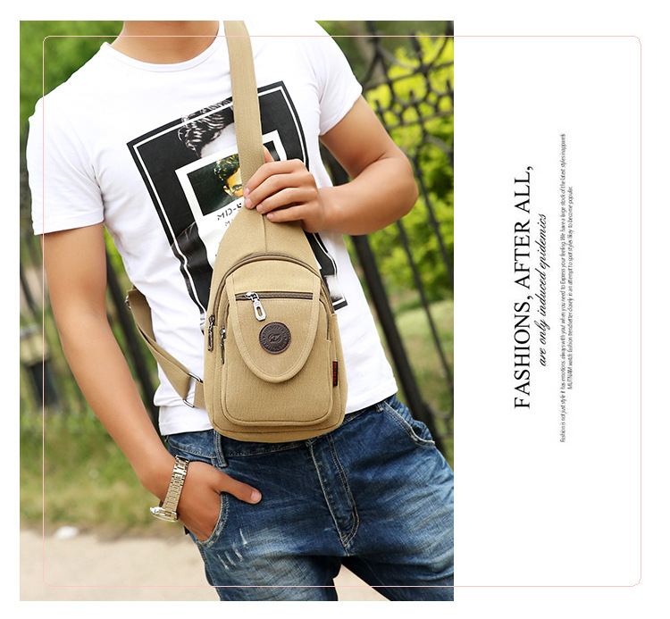 New men's chest bags, Korean-style single-shoulder bags, crossbody bags, men's and women's backpacks, Korean-style casual canvas bags, wholesale from manufacturers undefined