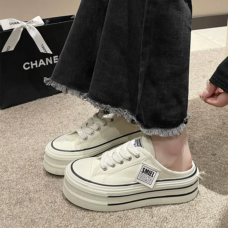 Женские парусиновые туфли на толстой подошве, новинка весны 2024, повседневная женская обувь, белые туфли, летние дышащие кроссовки Kai