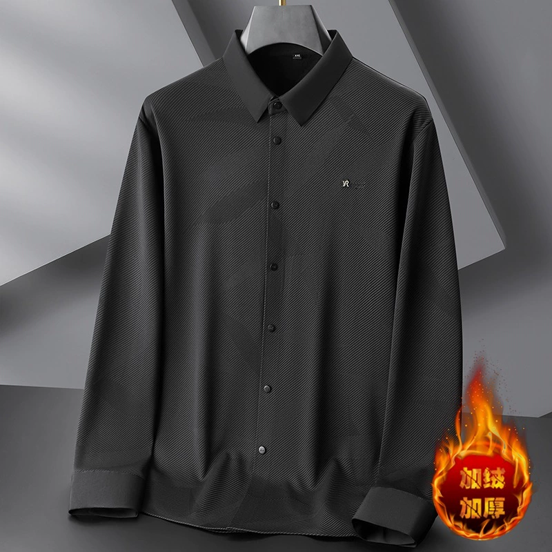 Fat Brother 2024 осень и зима новая мужская плюшевая теплая рубашка плюс модная светлая роскошная теплая рубашка большого размера