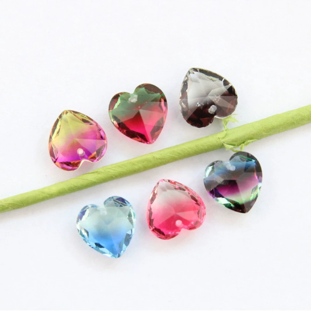 Подвеска из турмалинового стекла в форме сердца, серьги, аксессуар, 15 мм, градиент