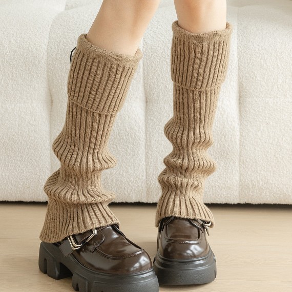 Drawstring flanged socks Hottie Hipster Pile socks chunky knit leg covers Warm foot covers_voghion.com