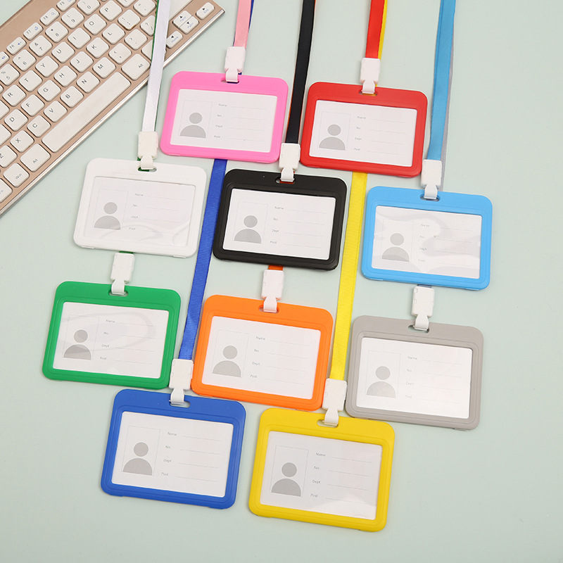 Funda protectora para tarjeta de identificación, porta tarjetas de autobús transparente de doble cara, porta tarjetas de identificación laboral, porta tarjetas de identificación de estudiante, cordón para tarjeta de identificación de exposición