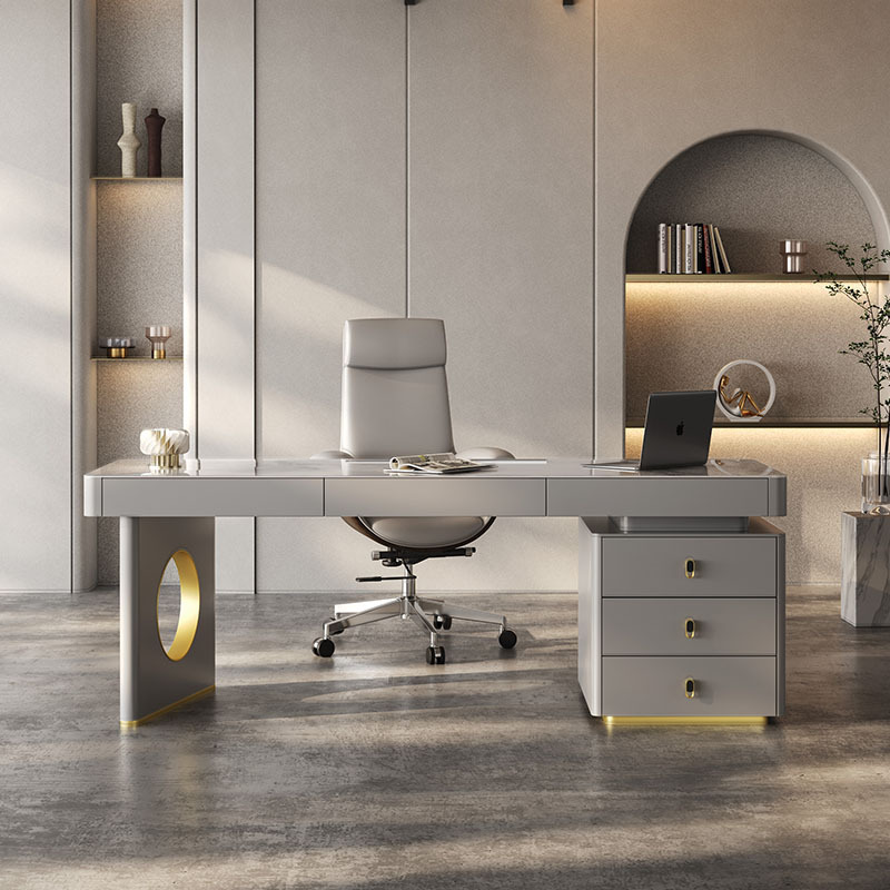 Paint Desk Light Luxury Modern Simple High-end Internet Celebrity Rock Board Office Desk Computer Desk Design Sense Writing Desk Home