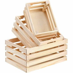 Wholesale Solid Wood Storage Box Three-Piece Set Pine Display Decoration Simple Retro Old Wooden Box