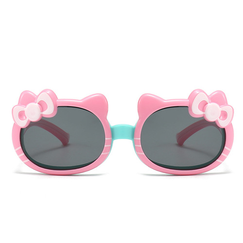 New Children's Cartoon Flip Sunglasses Polarized Anti-UV Kids Sunglasses KT Cat Glasses Wholesale 3427