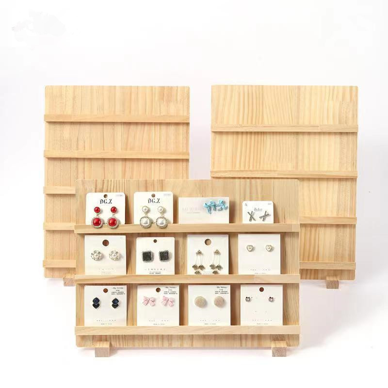 木製イヤリング展示棚多層ピアス紙アクセサリー棚実木大容量カウンター耳飾りジュエリー棚|undefined