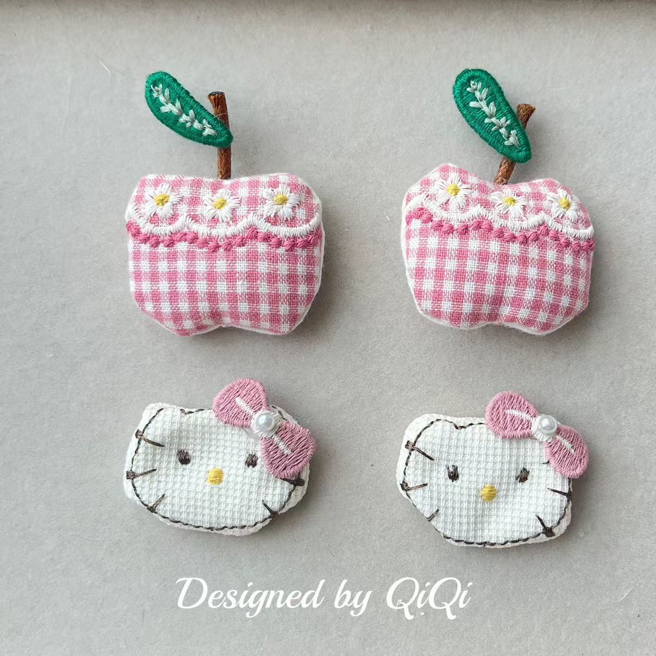 달콤한 사과 코튼 KT 고양이 진주 액세서리 DIY 쥬얼리 액세서리 머리핀 휴대 전화 케이스 가방 신발 양말 의류 액세서리