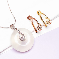 S925 Pure Silver Medium Size Peace Button Clasp Jade Pendant Hook DIY Accessory Hook Charm Droplet Needle Clasp