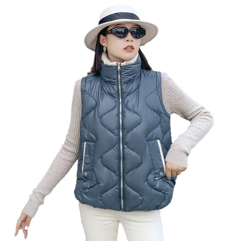 2026 otoño y invierno nuevo chaleco de moda de cuello vertical de algodón abrazadera de caballo estilo coreano de color de hombro abrazadera de caballo estilo coreano chaqueta de mujer image 6