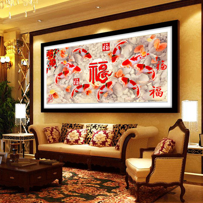 魔方钻石画 钻石绣 满钻钻石画新品 九鱼图鸿运当头