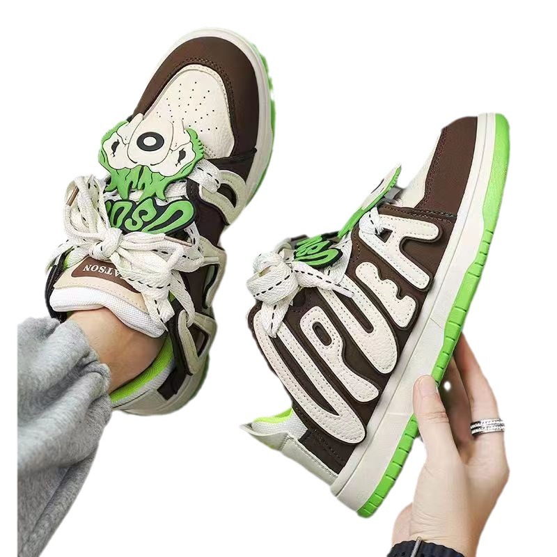 Zapatos de pan, zapatos de calle, zapatos de skate para hombres, letras de diseño original, zapatos deportivos blancos casuales, zapatos de moda