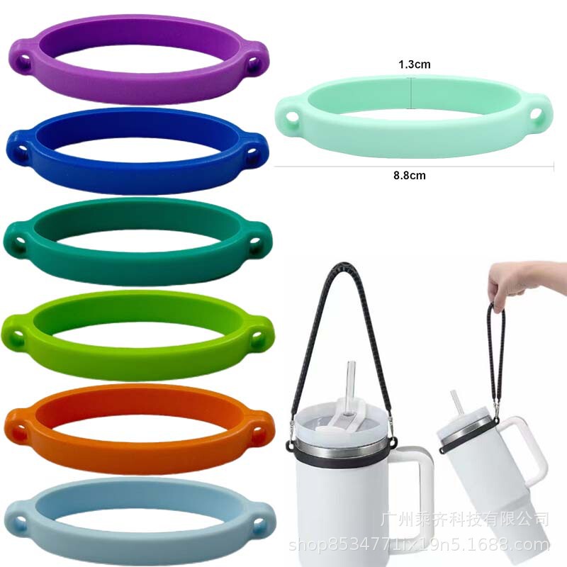 Silicone Water Cup Lanyard Collar Water Bottle Sling Water Cup Handle Silicone Ring Strap Outdoor Sports Portable Holder