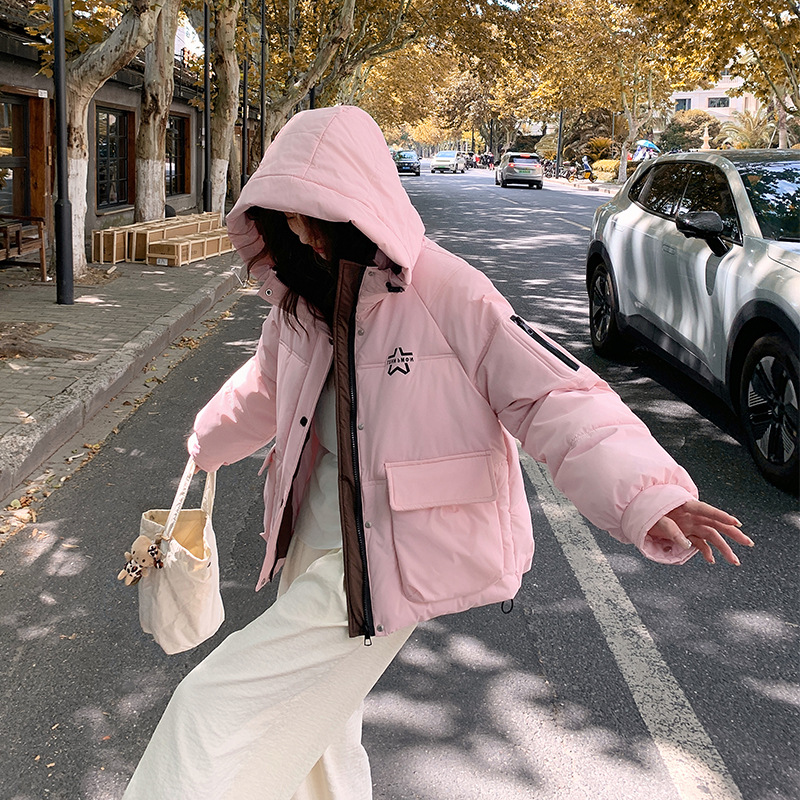 Amazon comercio exterior transmisión en vivo 2025 nueva ropa de algodón plumón de invierno de mujeres pan corto con capuzas de control de color de algodón image 6