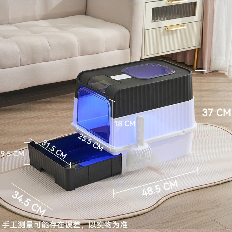 猫砂盆超大号防外溅全封闭顶入式杀菌防臭貓砂盆工厂批发猫厕所|undefined