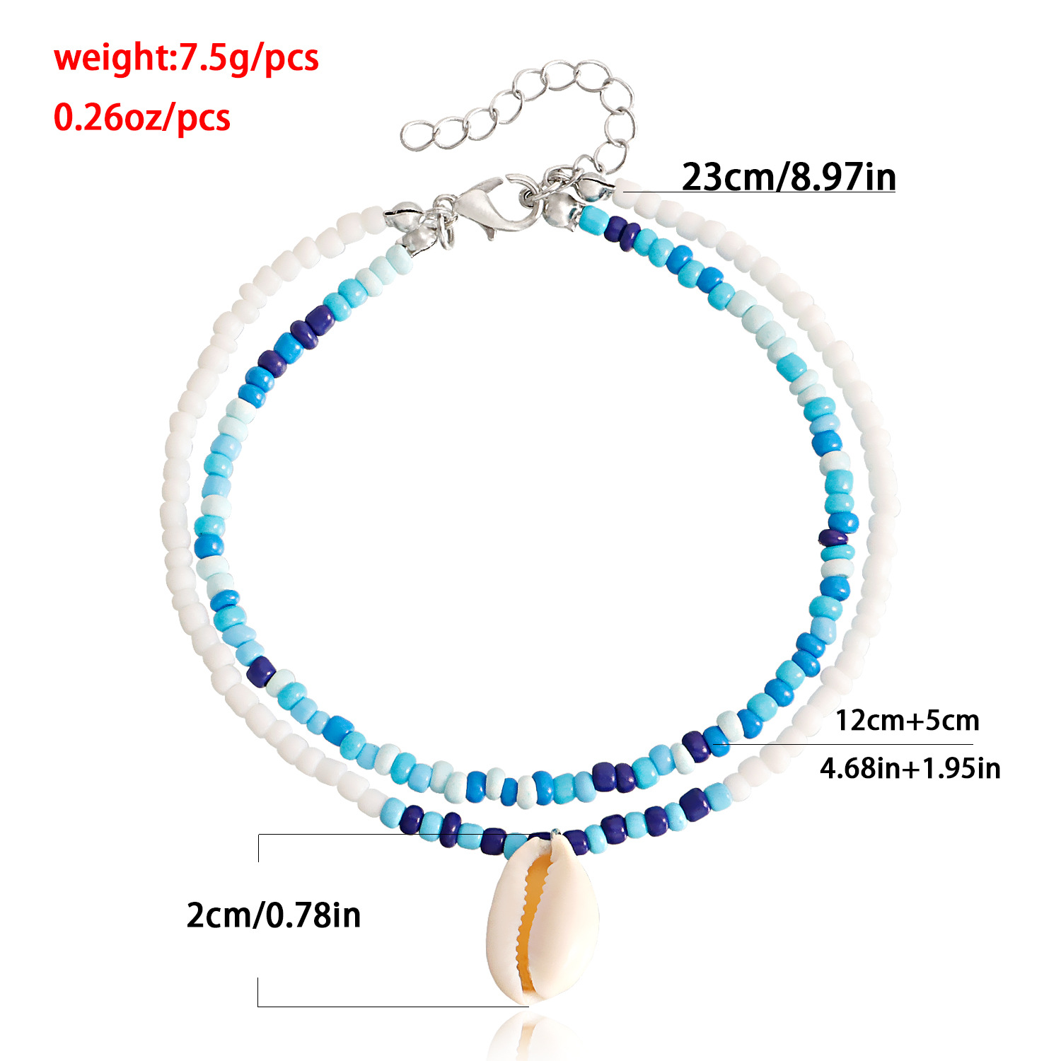 10g Weight Shell Inlay Material Anklet Classification Beach Occasion Alloy, Seed Bead Material Wholesale Jewelry Fashion Colorful Foot Shell Alloy Seed Bead Shell Beaded Anklet