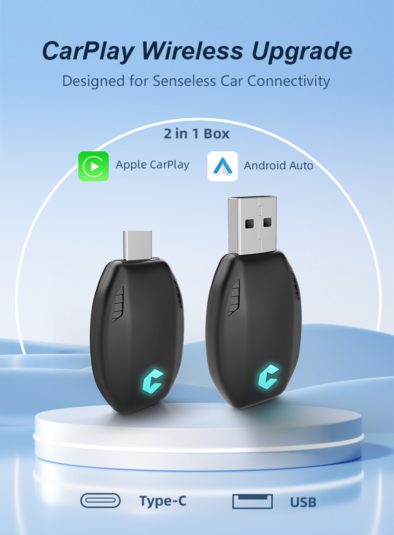 Airplane mirror CarPlay wired to wireless box Android Auto car machine interconnection box TYPE-C adapter