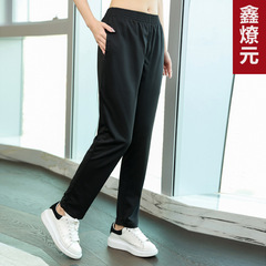 保潔褲鬆緊腰服務員工作褲子物業清潔褲酒店餐廳男女黑色夏季長褲