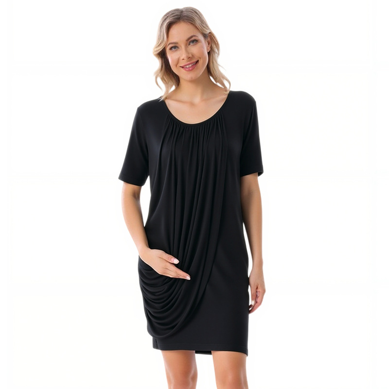 Comfortable Modal Nursing Dress For Maternity Plus Size Fashion_voghion.com