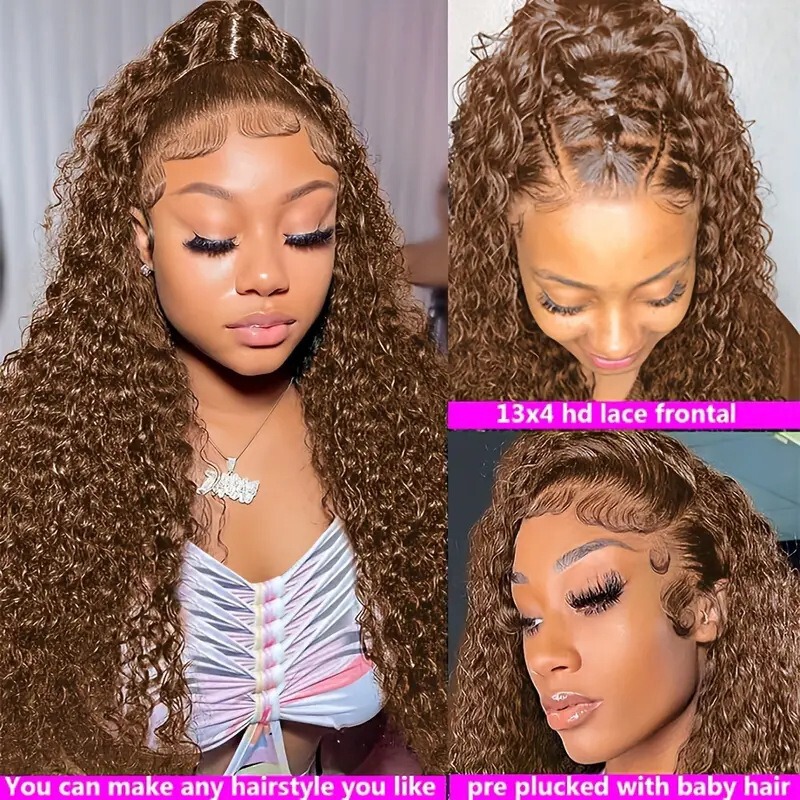 Cross-Border Lace Front African Small Curly Women's Wig Loose Deep Wave Long Curly Hair Front Lace Wig