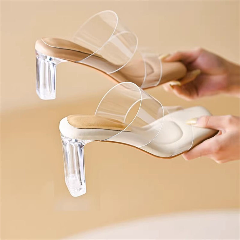 Height Increasing Slimming Chunky Transparent Crystal High Heel Sandals For Women Summer Versatile Outdoor Comfortable_vogvips.com